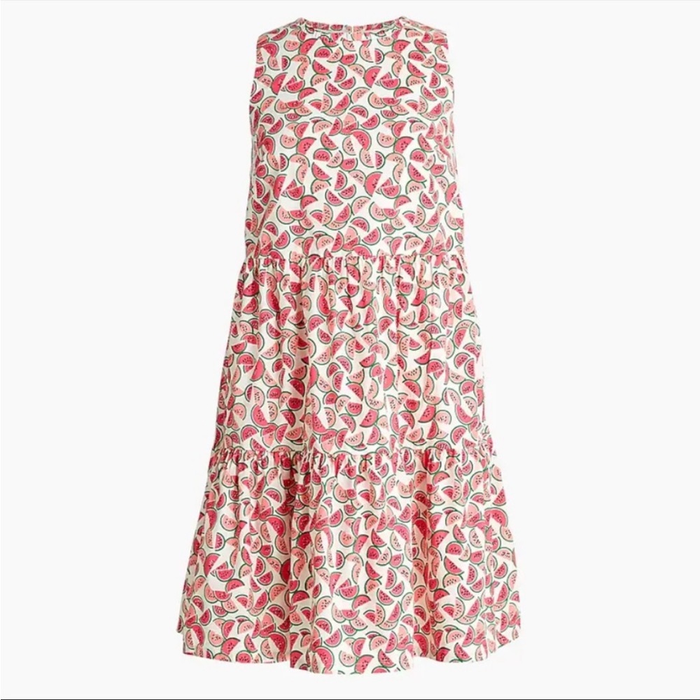 J. Crew Tiered Midi Poplin Watermelon Dress 8